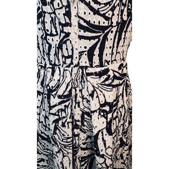 Taylor Size 6 Navy & White Abstract Print Sleeveless Dress - Picture 11 of 16